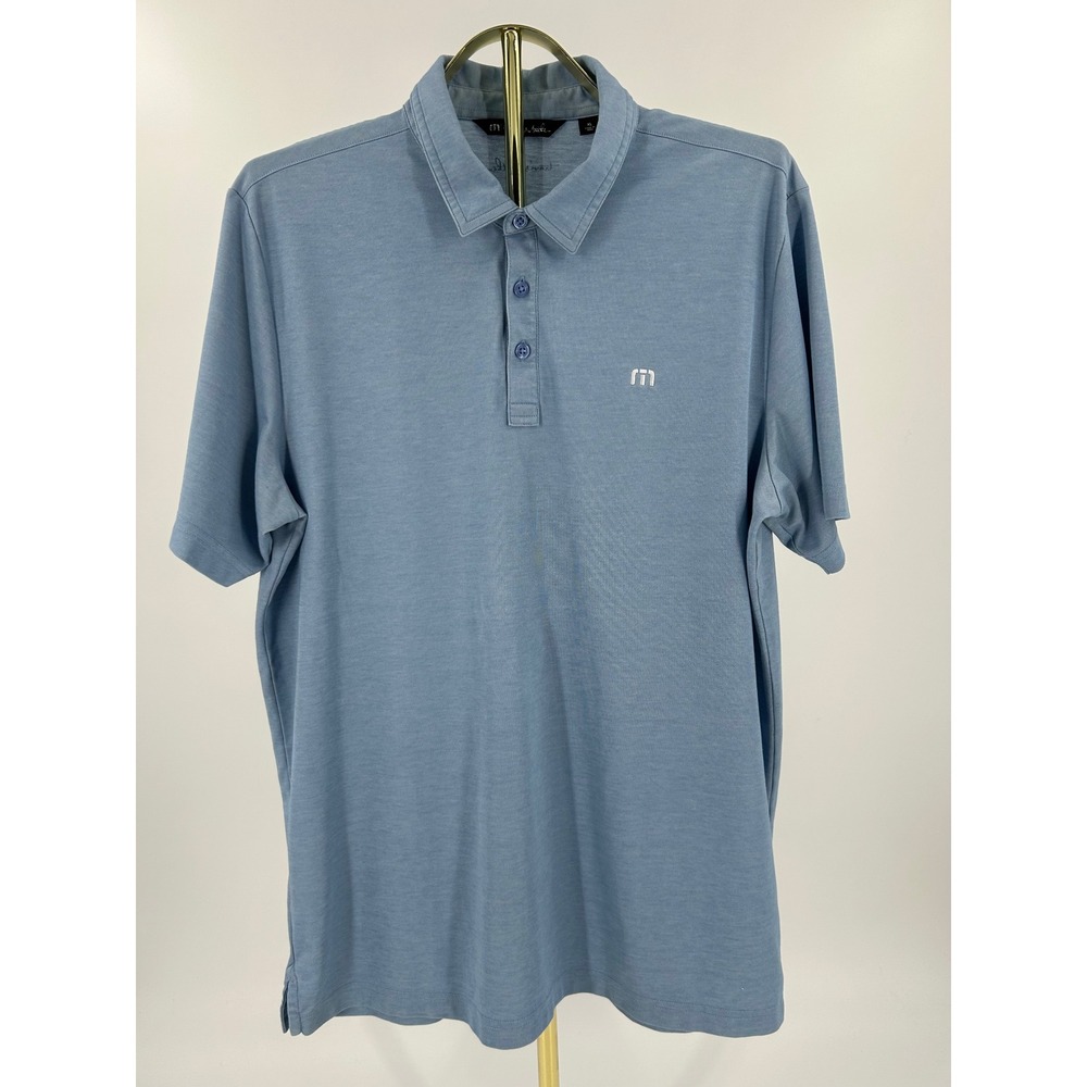 TravisMathew Mens XL Blue Pima Cotton Blend Short Sleeve Polo Shirt Golf Casual